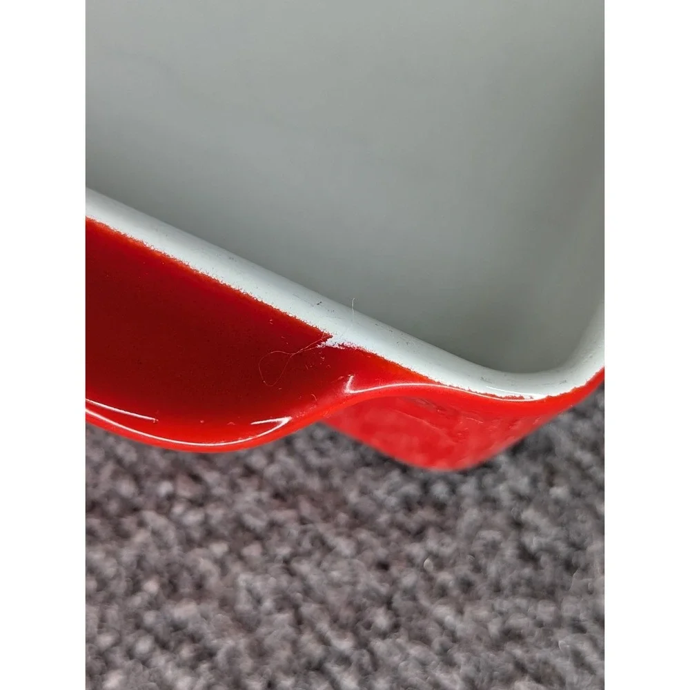 Vintage Copco Denmark Michael Lax Red Enamel Cast Iron Baking Pan 10 X 6 X 2‎